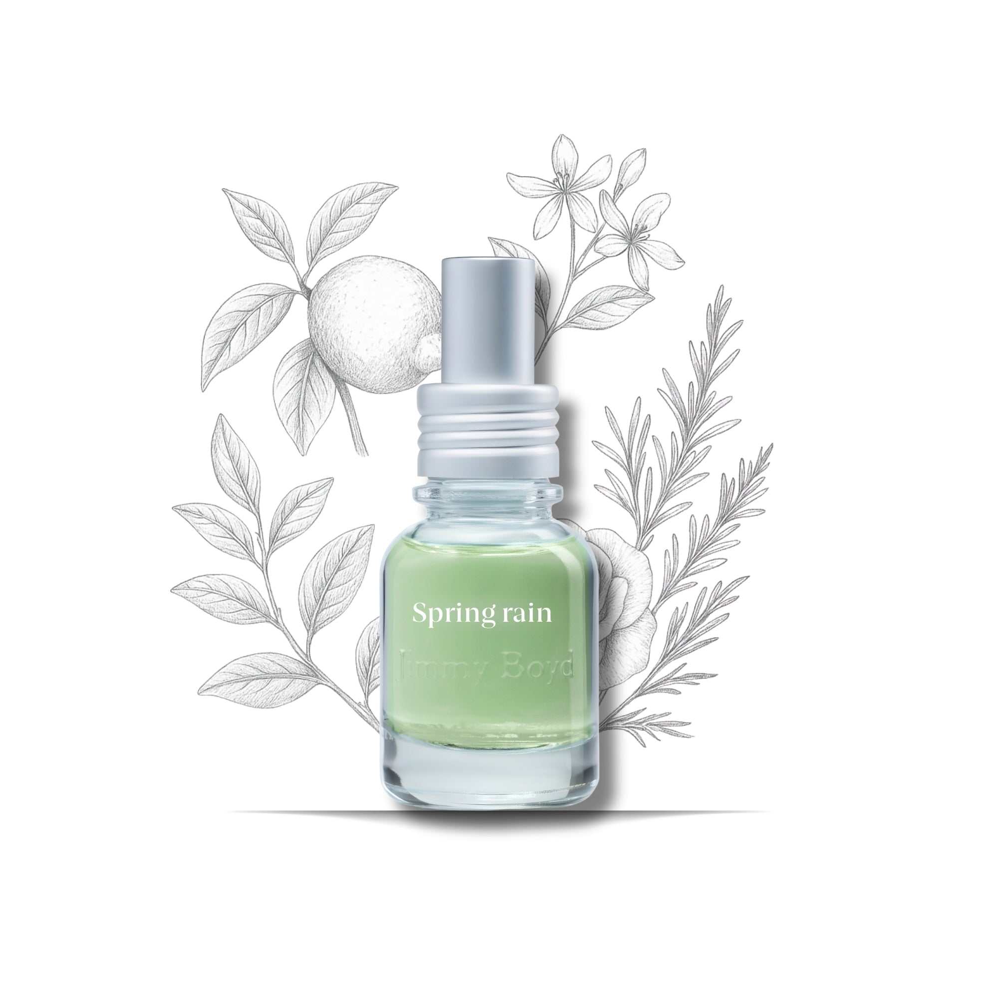 Fragancia bio orgánica Spring Rain en botella reciclable de vidrio