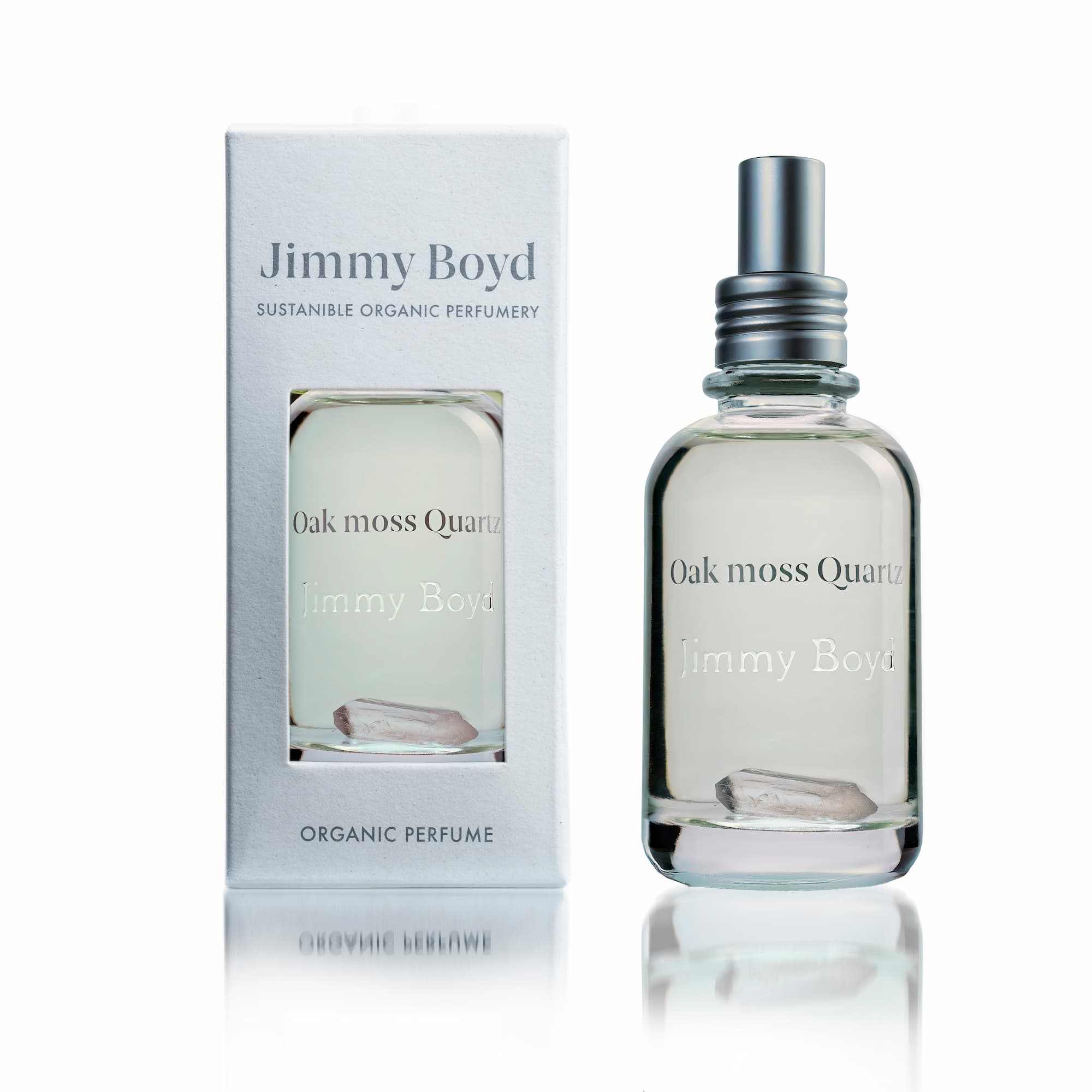 Perfume orgánico Oak Moss Quartz en botella de 100 ml con cuarzo