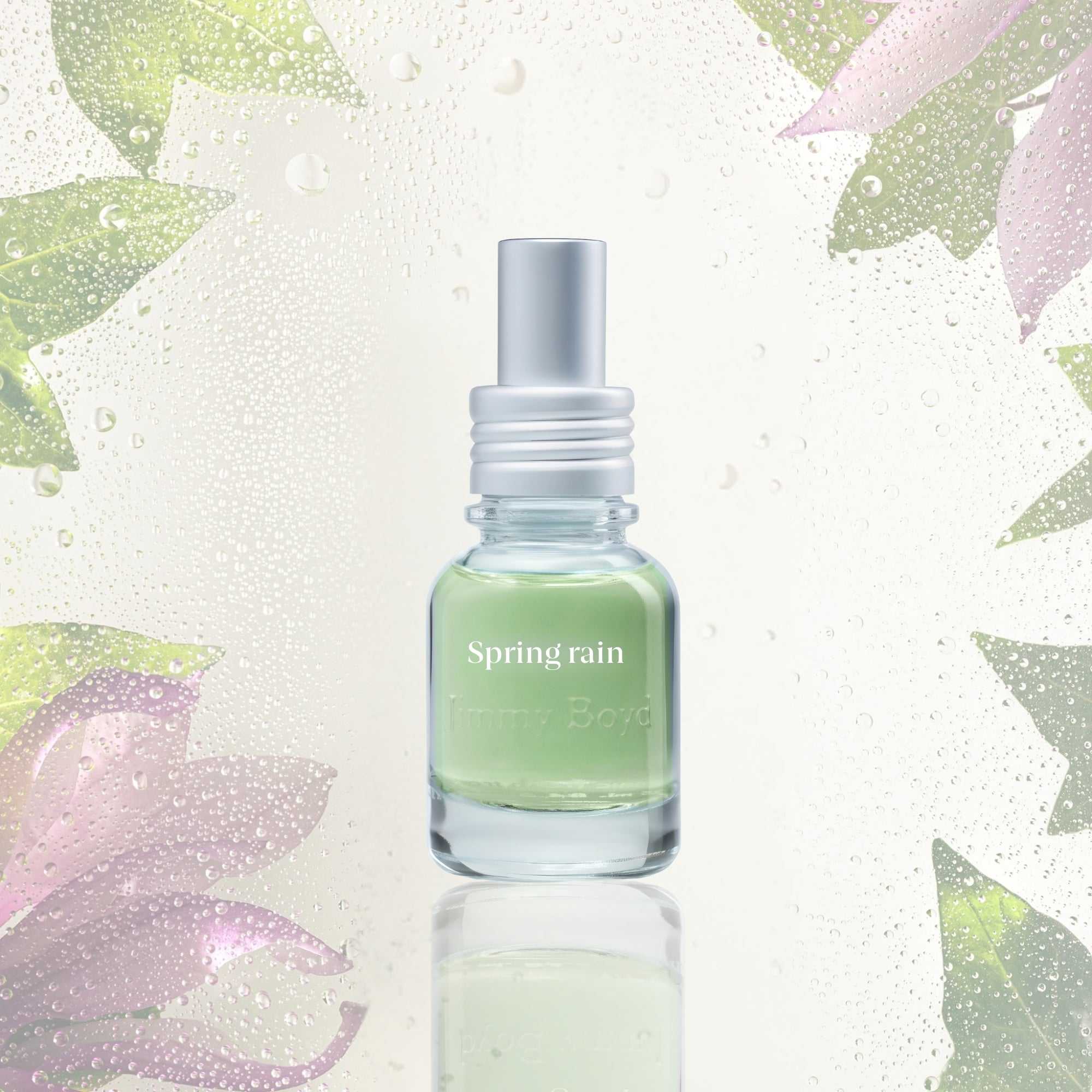 Botella de fragancia bio orgánica spring rain de 25ml con ingredientes naturales