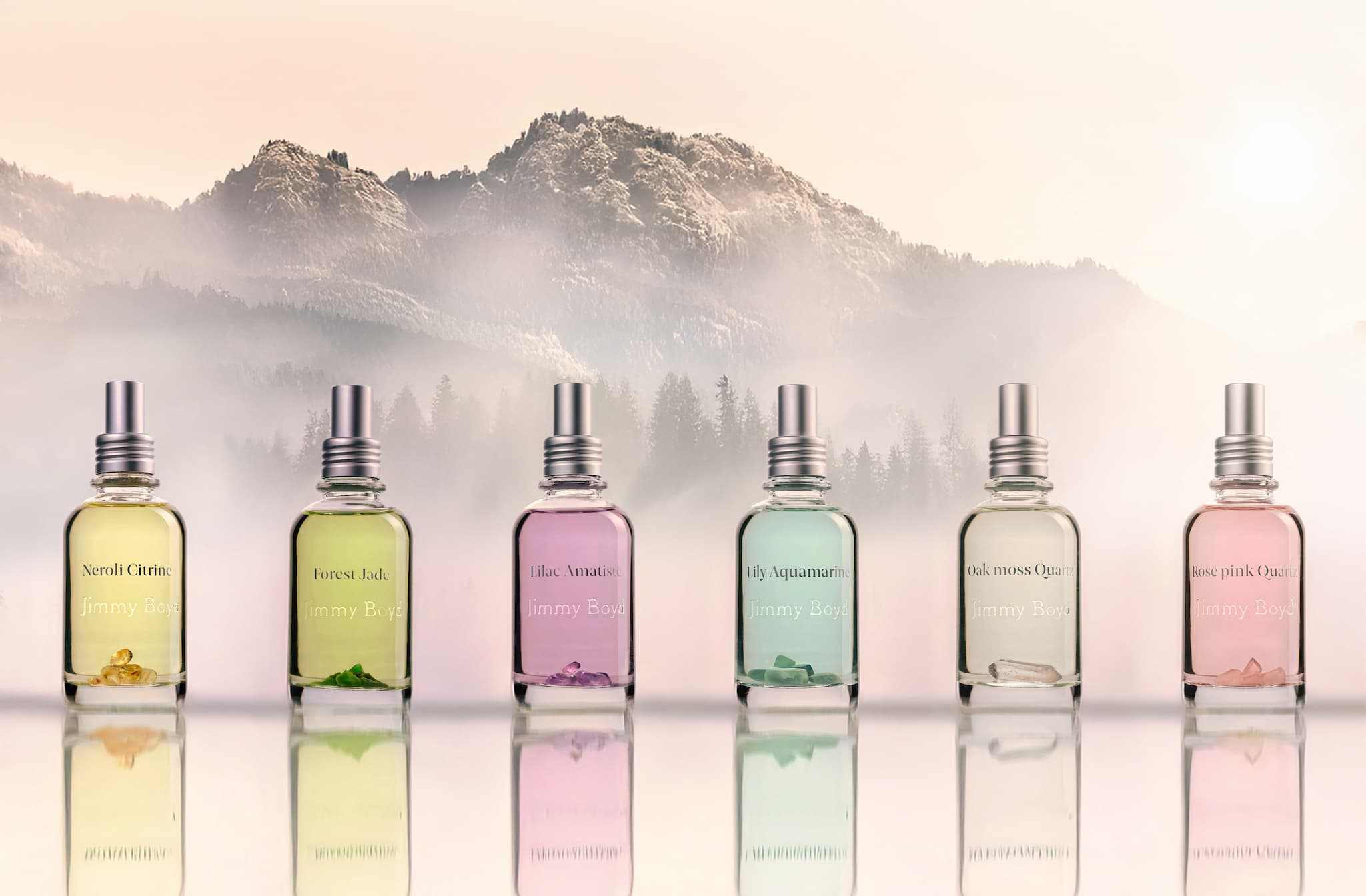frasco de cristal energy parfum con ingredientes naturales y aromaterapia