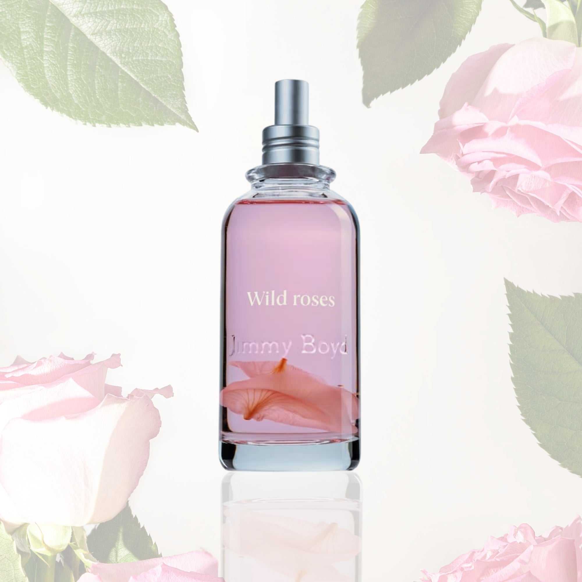Fragancia bio orgánica Wild Roses en botella de 200ml con diseño ecológico